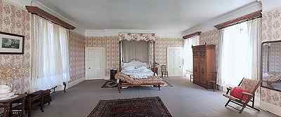 Victorian bedroom for bed and breakfast at Hammerwood Park near Gatwick Airport